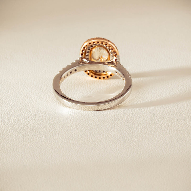 18ct White & Rose Gold 1.20ct Fancy Oval Diamond Rosa Ring - Ring - Walker & Hall