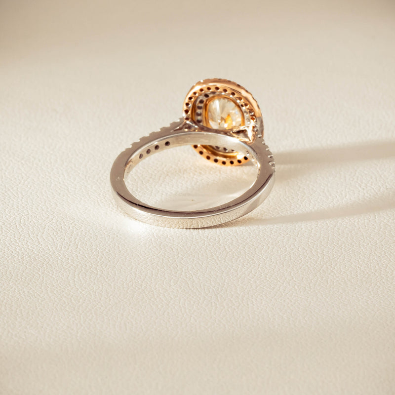 18ct White & Rose Gold 1.20ct Fancy Oval Diamond Rosa Ring - Ring - Walker & Hall