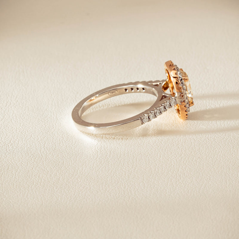 18ct White & Rose Gold 1.20ct Fancy Oval Diamond Rosa Ring - Ring - Walker & Hall