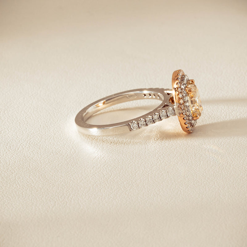 18ct White & Rose Gold 1.20ct Fancy Oval Diamond Rosa Ring - Ring - Walker & Hall