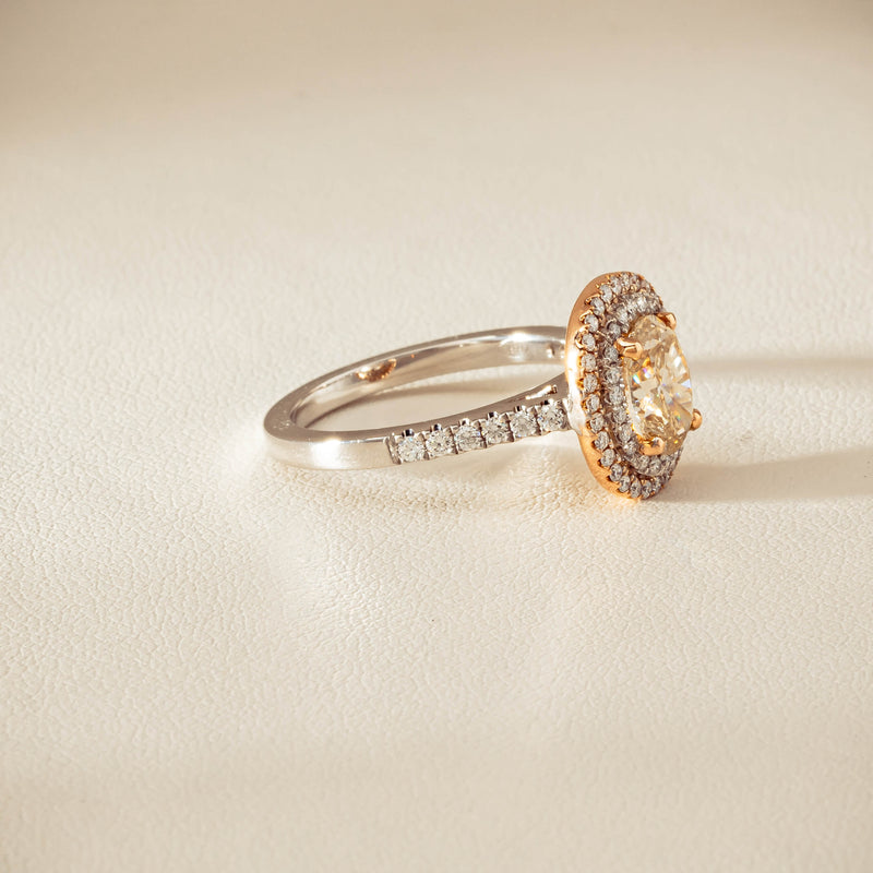 18ct White & Rose Gold 1.20ct Fancy Oval Diamond Rosa Ring - Ring - Walker & Hall