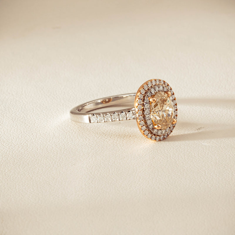 18ct White & Rose Gold 1.20ct Fancy Oval Diamond Rosa Ring - Ring - Walker & Hall