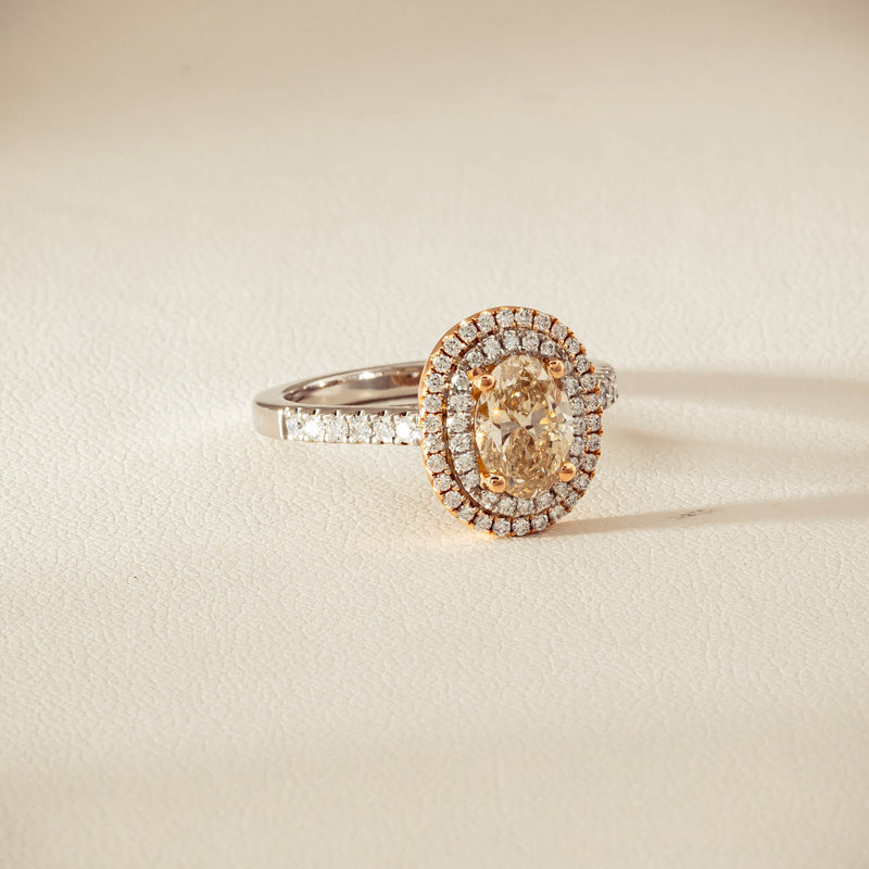 18ct White & Rose Gold 1.20ct Fancy Oval Diamond Rosa Ring - Ring - Walker & Hall