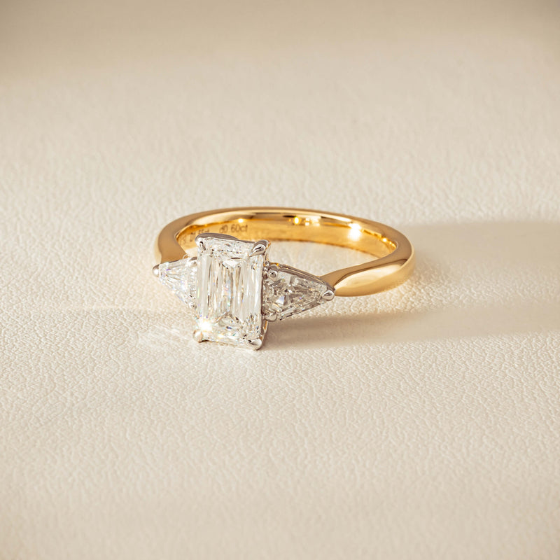 18ct Yellow & White Gold 1.55ct Emerald-Cut Diamond Ring - Ring - Walker & Hall