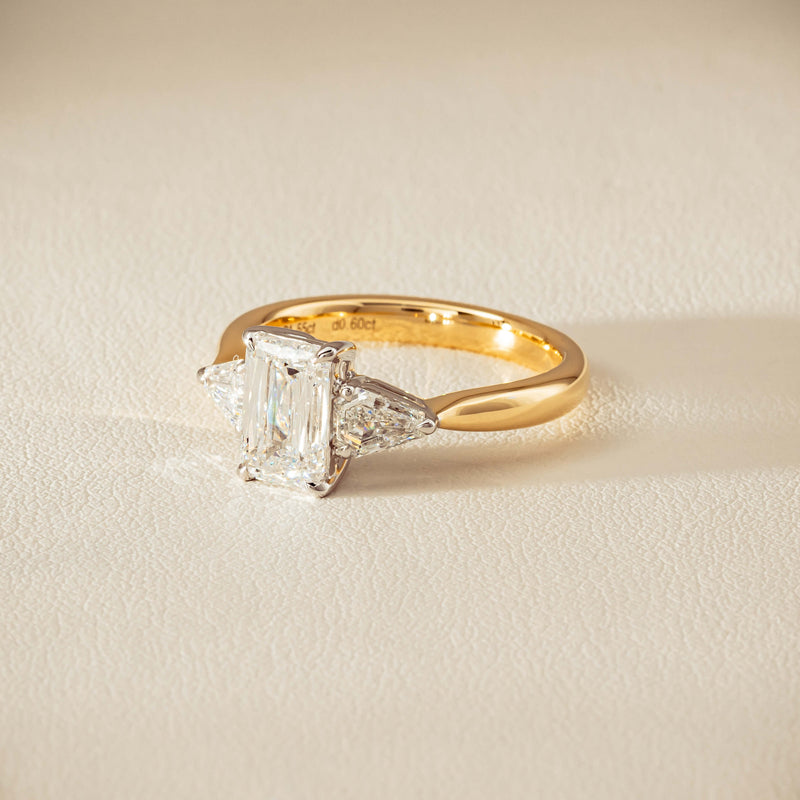18ct Yellow & White Gold 1.55ct Emerald-Cut Diamond Ring - Ring - Walker & Hall