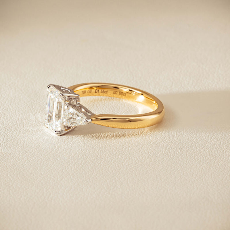18ct Yellow & White Gold 1.55ct Emerald-Cut Diamond Ring - Ring - Walker & Hall