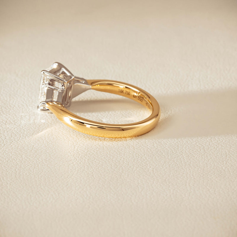 18ct Yellow & White Gold 1.55ct Emerald-Cut Diamond Ring - Ring - Walker & Hall