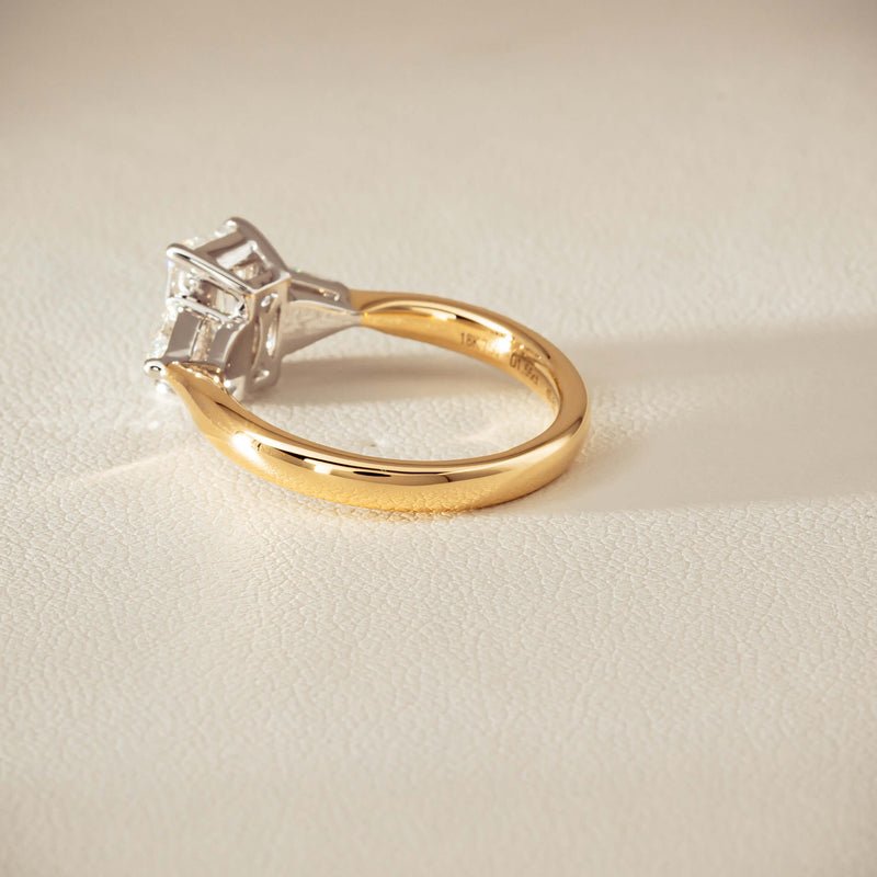 18ct Yellow & White Gold 1.55ct Emerald-Cut Diamond Ring - Ring - Walker & Hall