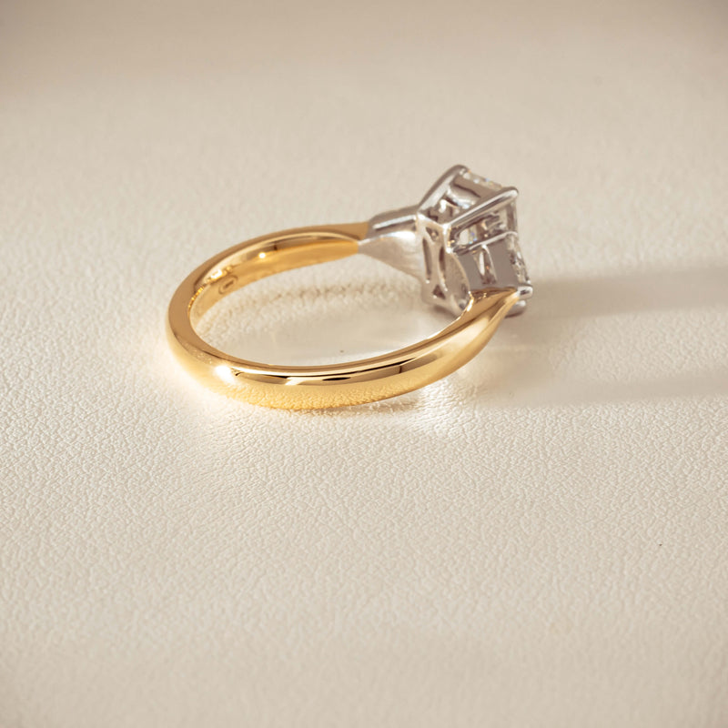 18ct Yellow & White Gold 1.55ct Emerald-Cut Diamond Ring - Ring - Walker & Hall
