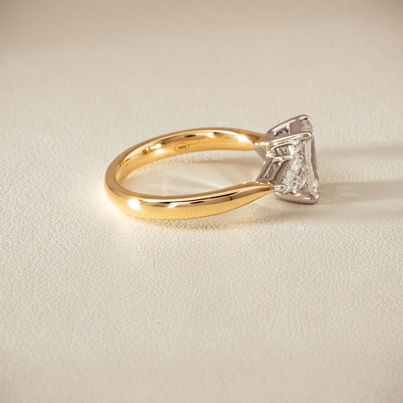 18ct Yellow & White Gold 1.55ct Emerald-Cut Diamond Ring - Ring - Walker & Hall