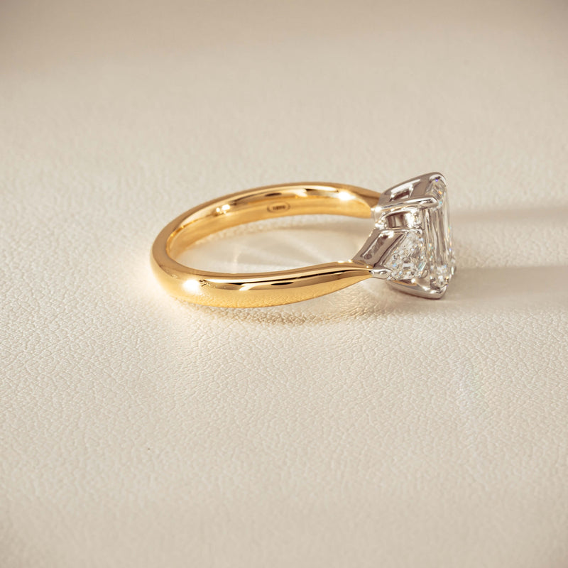 18ct Yellow & White Gold 1.55ct Emerald-Cut Diamond Ring - Ring - Walker & Hall