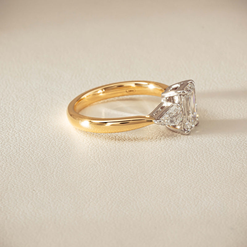 18ct Yellow & White Gold 1.55ct Emerald-Cut Diamond Ring - Ring - Walker & Hall