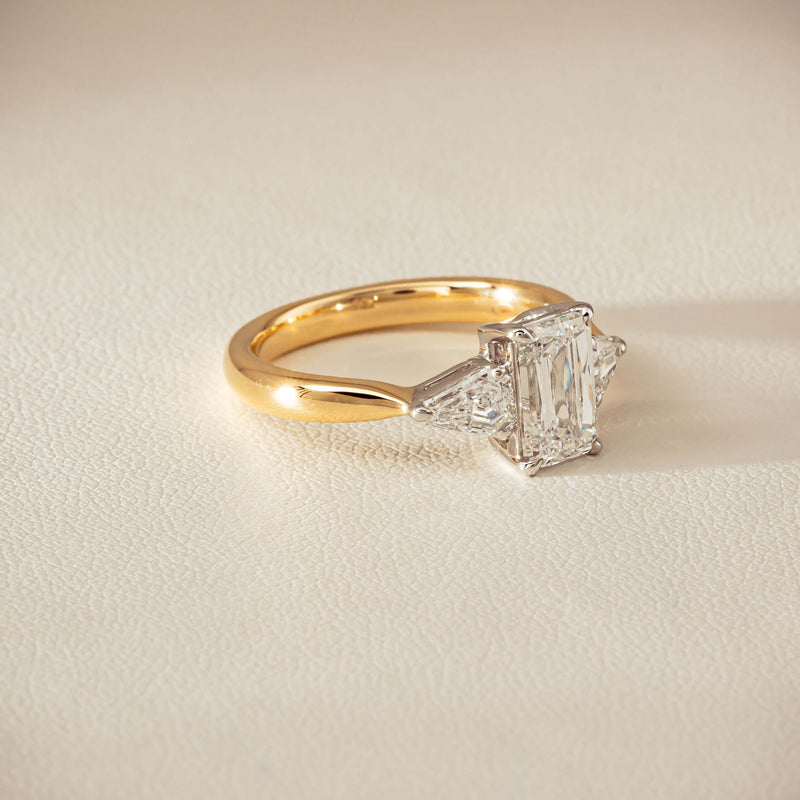 18ct Yellow & White Gold 1.55ct Emerald-Cut Diamond Ring - Ring - Walker & Hall