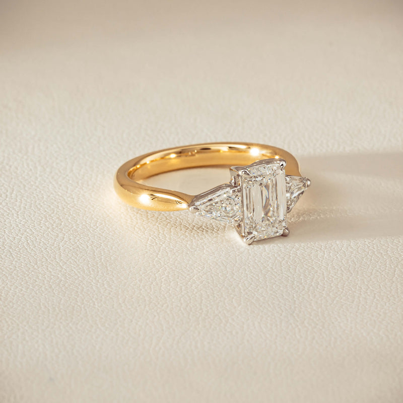 18ct Yellow & White Gold 1.55ct Emerald-Cut Diamond Ring - Ring - Walker & Hall