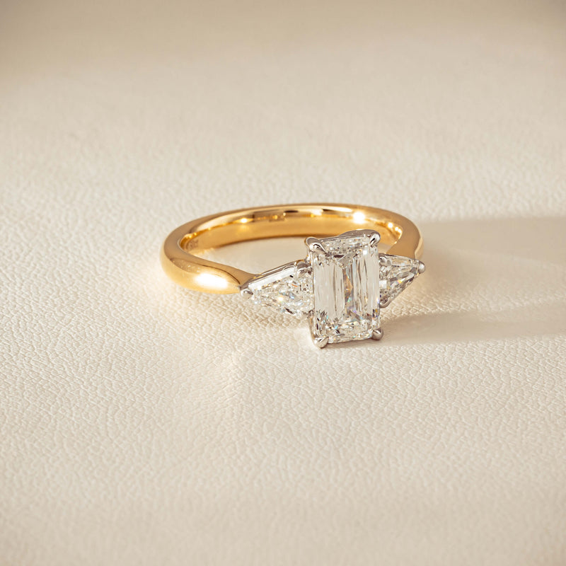 18ct Yellow & White Gold 1.55ct Emerald-Cut Diamond Ring - Ring - Walker & Hall