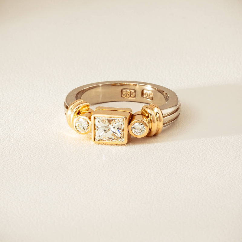 Deja Vu 14ct Bi-Tone Gold .77ct Diamond Three-Stone Ring - Ring - Walker & Hall