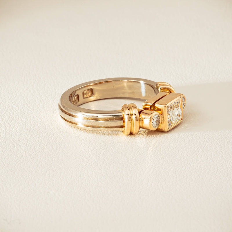 Deja Vu 14ct Bi-Tone Gold .77ct Diamond Three-Stone Ring - Ring - Walker & Hall