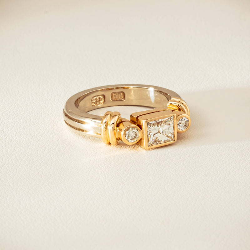 Deja Vu 14ct Bi-Tone Gold .77ct Diamond Three-Stone Ring - Ring - Walker & Hall