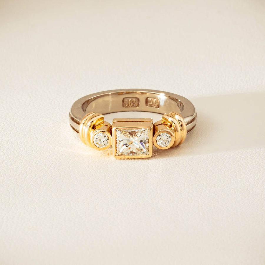 Deja Vu 14ct Bi-Tone Gold .77ct Diamond Three-Stone Ring - Ring - Walker & Hall