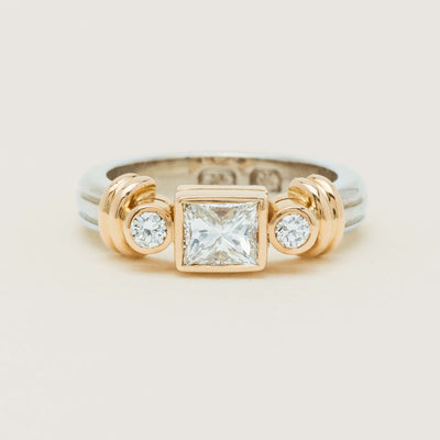 Deja Vu 14ct Bi-Tone Gold .77ct Diamond Three-Stone Ring - Ring - Walker & Hall
