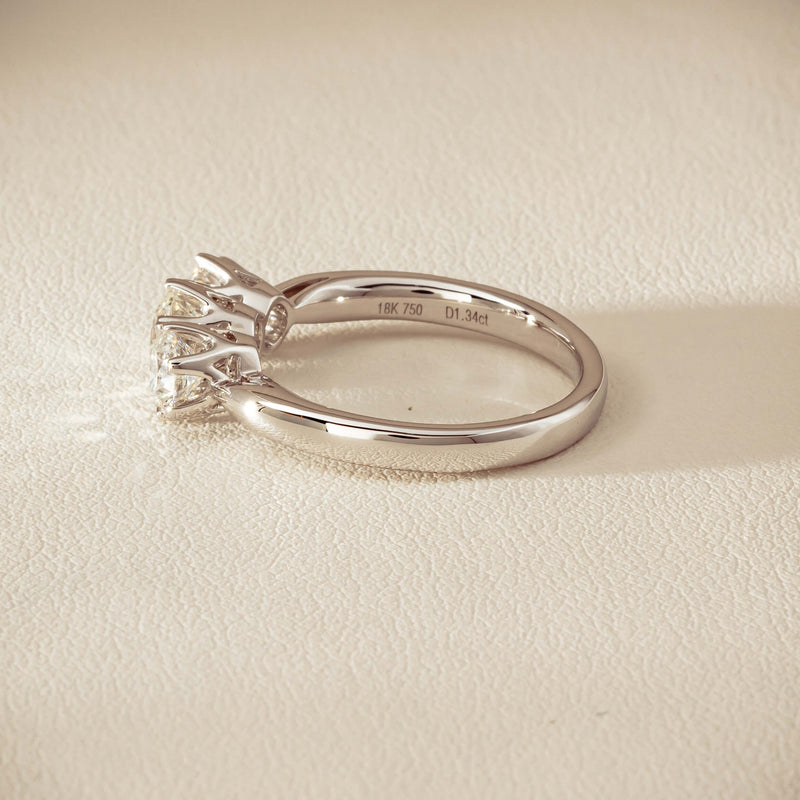 18ct White Gold 1.34ct Reclaimed Diamond Trilogy Ring - Ring - Walker & Hall