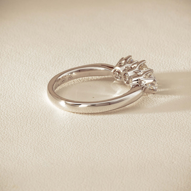 18ct White Gold 1.34ct Reclaimed Diamond Trilogy Ring - Ring - Walker & Hall