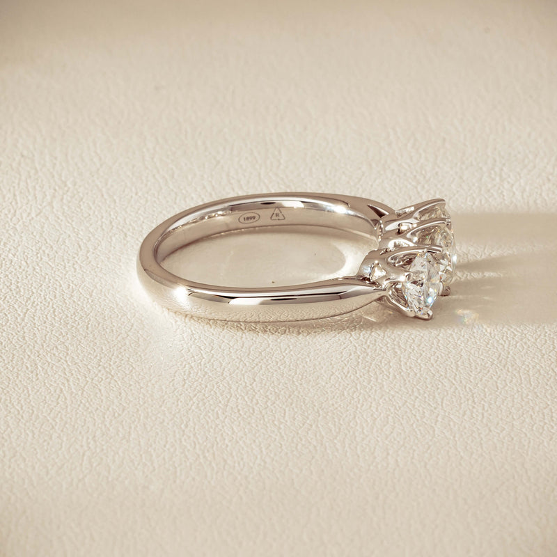 18ct White Gold 1.34ct Reclaimed Diamond Trilogy Ring - Ring - Walker & Hall