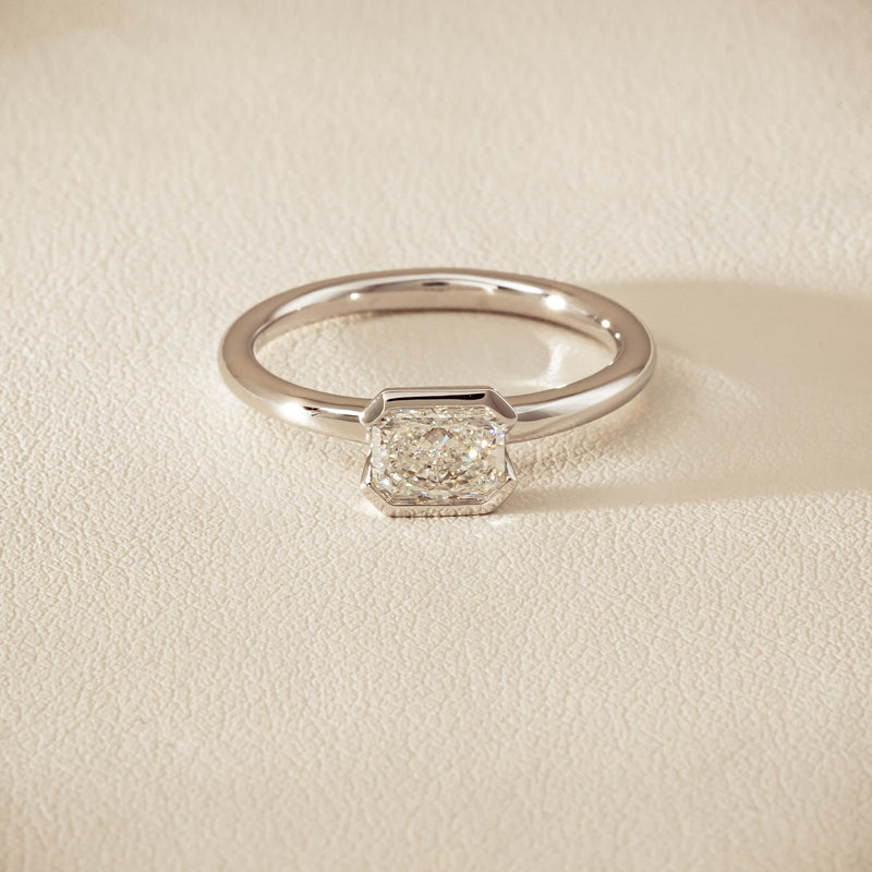 18ct White Gold .77ct Radiant-Cut Diamond Elle Ring - Ring - Walker & Hall
