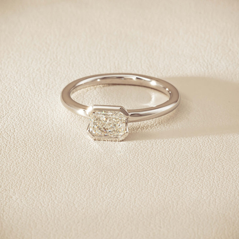 18ct White Gold .77ct Radiant-Cut Diamond Elle Ring - Ring - Walker & Hall
