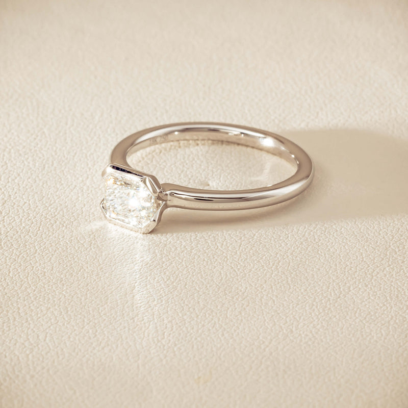 18ct White Gold .77ct Radiant-Cut Diamond Elle Ring - Ring - Walker & Hall