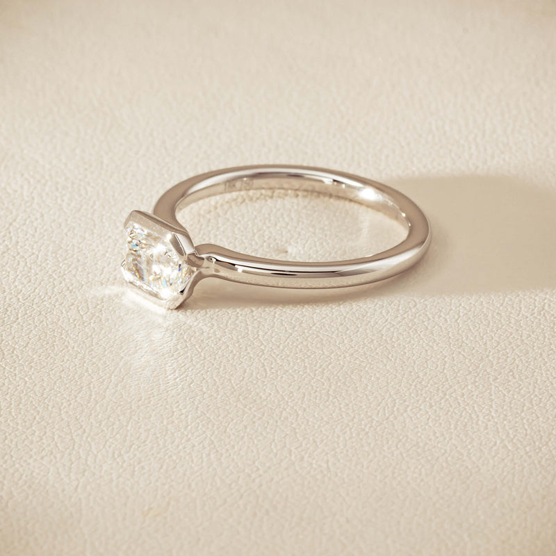 18ct White Gold .77ct Radiant-Cut Diamond Elle Ring - Ring - Walker & Hall