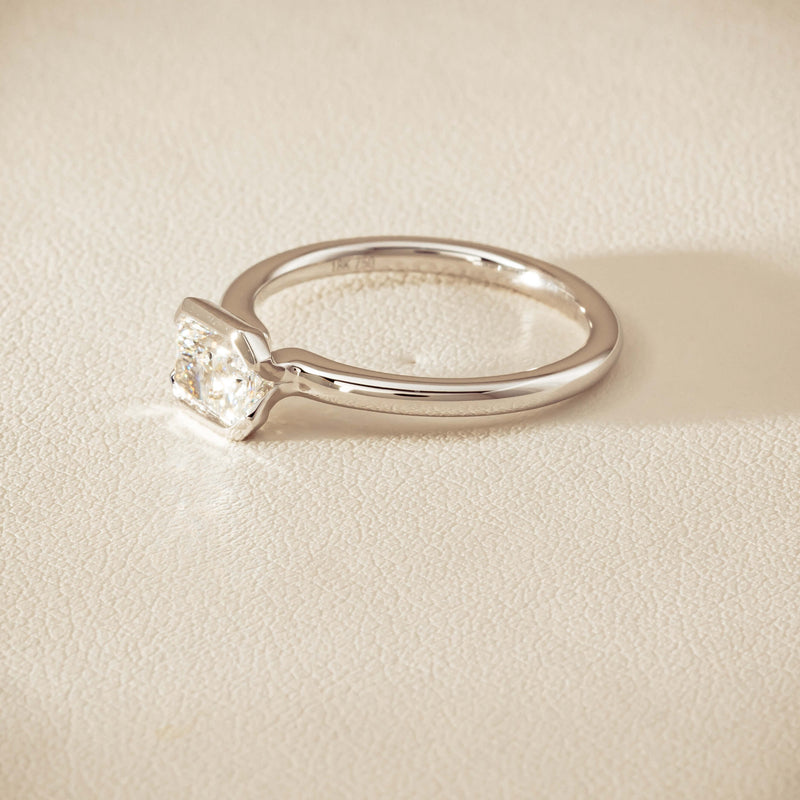 18ct White Gold .77ct Radiant-Cut Diamond Elle Ring - Ring - Walker & Hall
