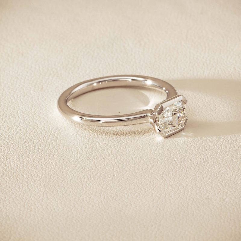 18ct White Gold .77ct Radiant-Cut Diamond Elle Ring - Ring - Walker & Hall