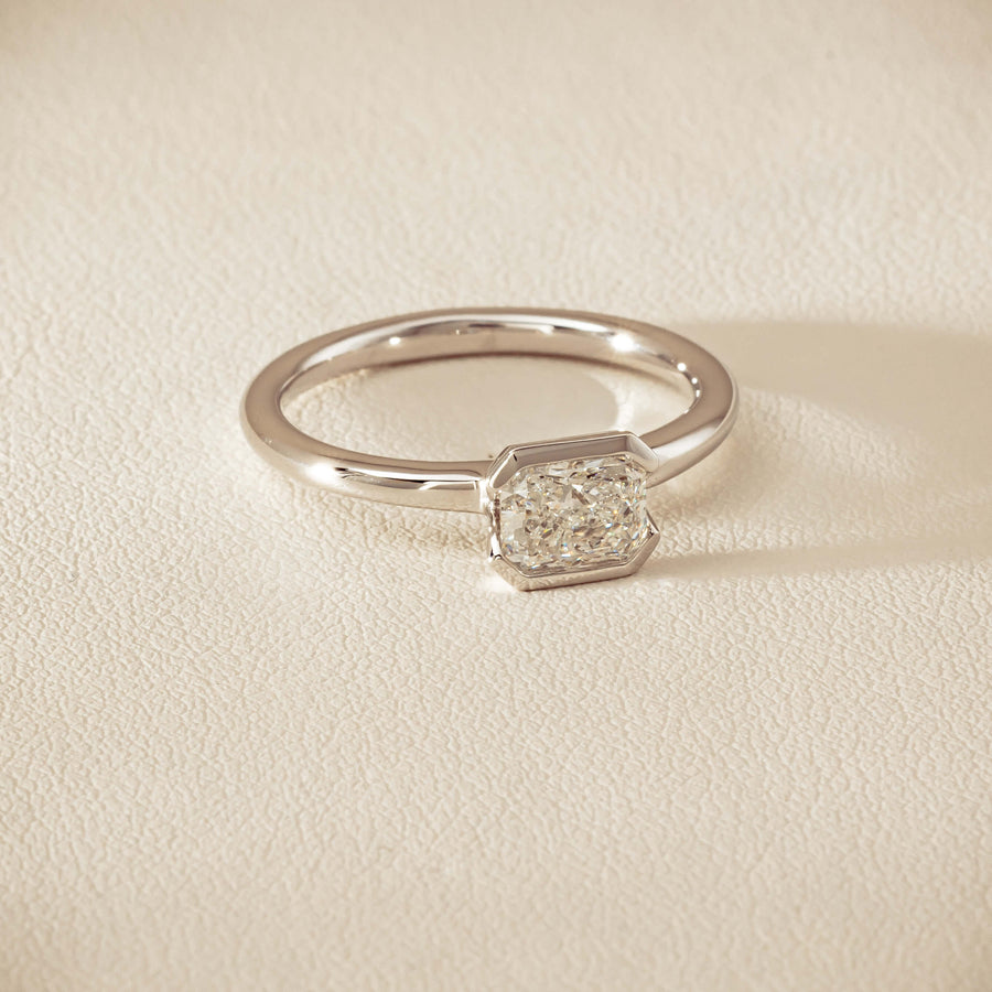 18ct White Gold .77ct Radiant-Cut Diamond Elle Ring - Ring - Walker & Hall