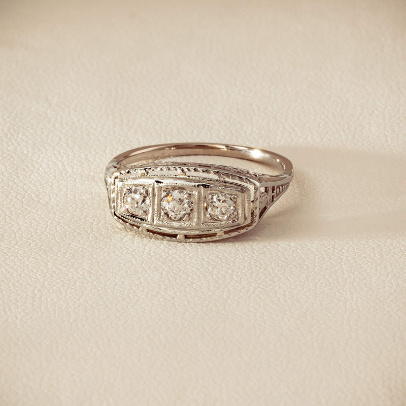 Deja Vu 18ct White Gold .35ct Old-Cut Diamond Ring