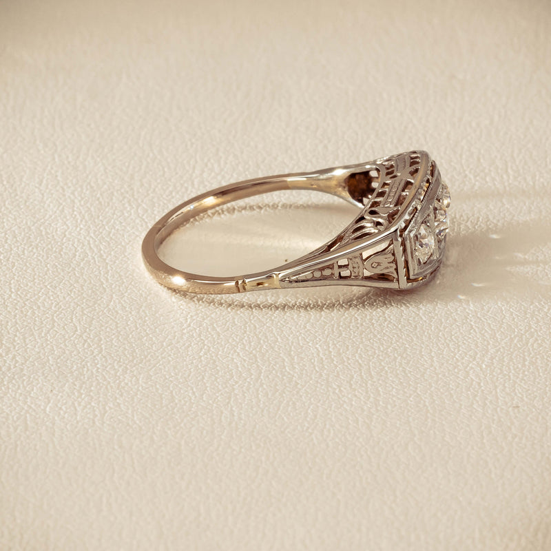 Deja Vu 18ct White Gold .35ct Old-Cut Diamond Ring