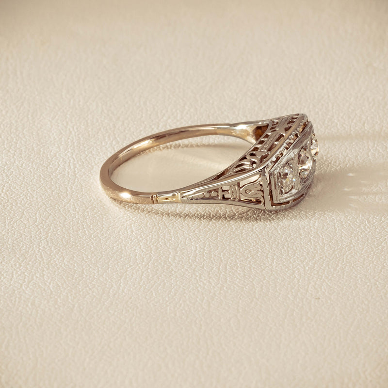 Deja Vu 18ct White Gold .35ct Old-Cut Diamond Ring
