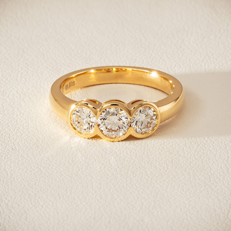 18ct Yellow Gold 1.07ct Diamond Three-Stone Natalia Ring