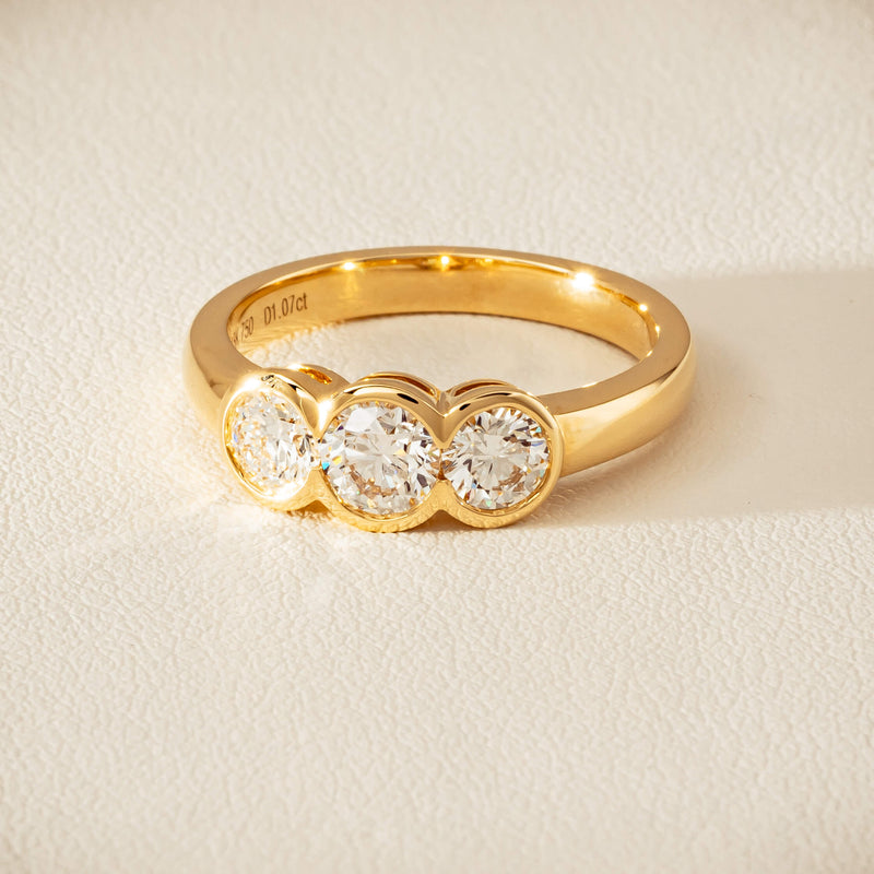 18ct Yellow Gold 1.07ct Diamond Three-Stone Natalia Ring