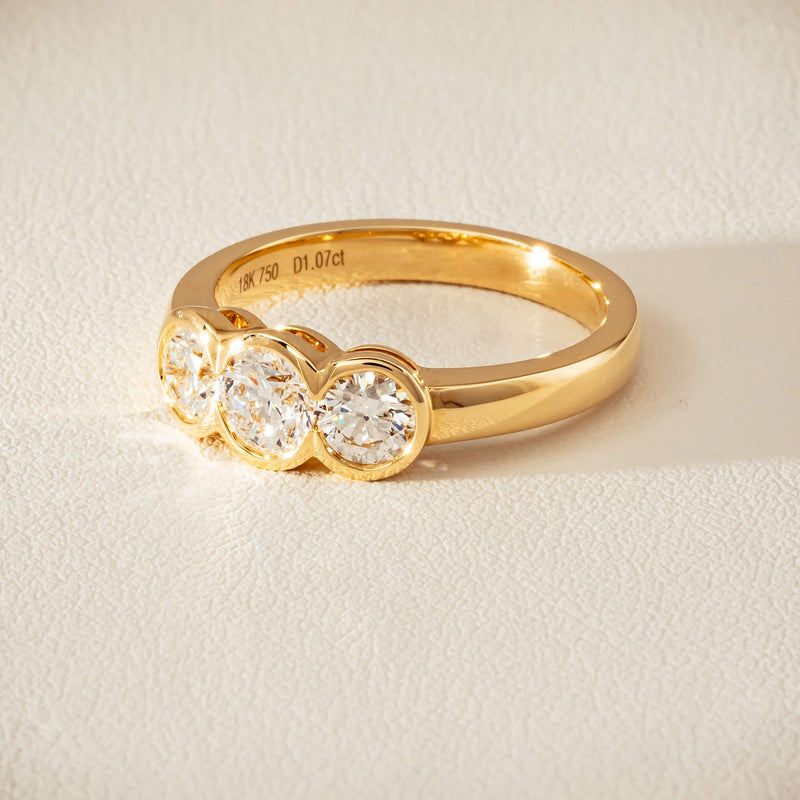 18ct Yellow Gold 1.07ct Diamond Three-Stone Natalia Ring