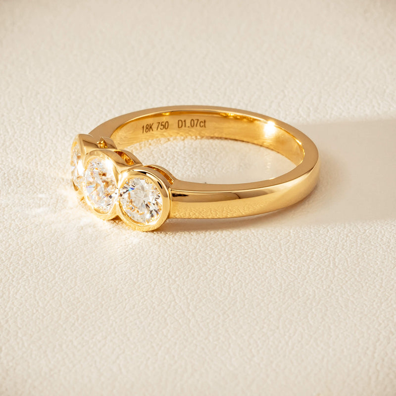 18ct Yellow Gold 1.07ct Diamond Three-Stone Natalia Ring