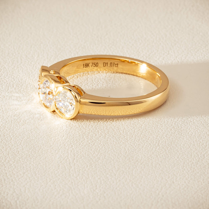 18ct Yellow Gold 1.07ct Diamond Three-Stone Natalia Ring