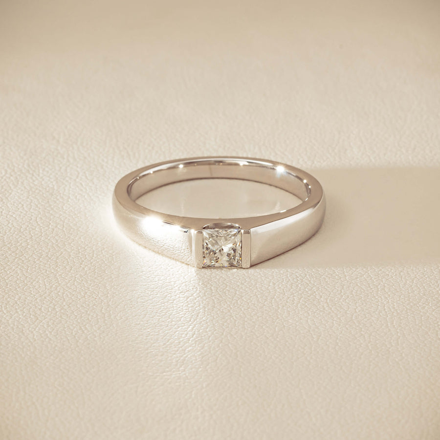 Platinum .59ct Reclaimed Princess-Cut Diamond Mens Ring