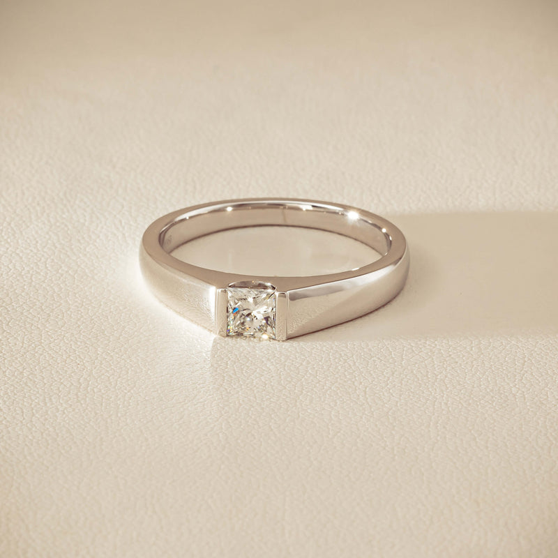 Platinum .59ct Reclaimed Princess-Cut Diamond Mens Ring
