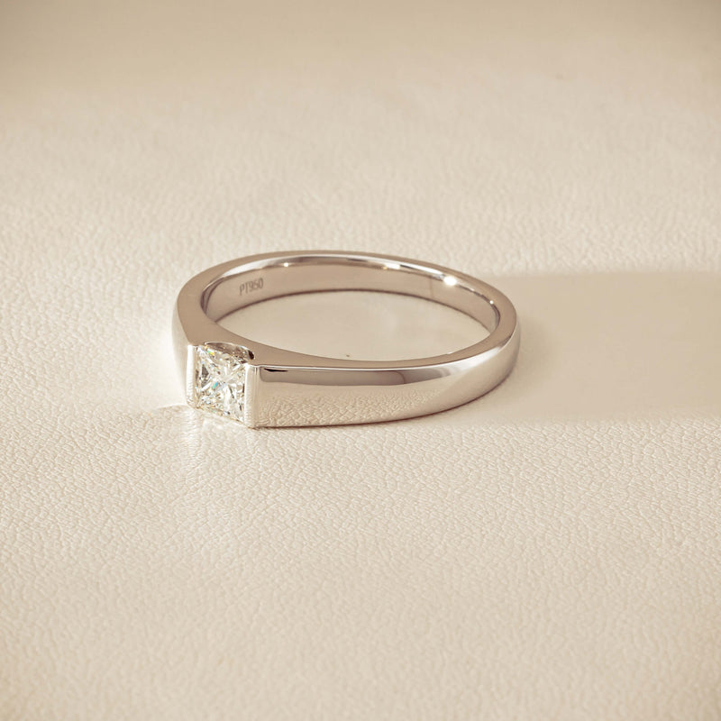 Platinum .59ct Reclaimed Princess-Cut Diamond Mens Ring