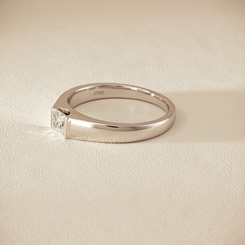 Platinum .59ct Reclaimed Princess-Cut Diamond Mens Ring