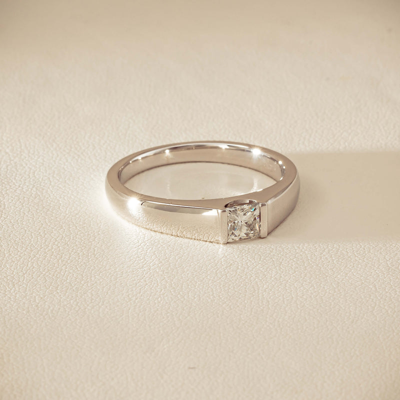 Platinum .59ct Reclaimed Princess-Cut Diamond Mens Ring
