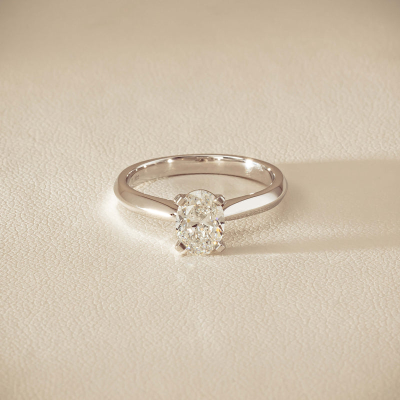 18ct White Gold 1.00ct Oval Diamond Venetian Ring - Ring - Walker & Hall