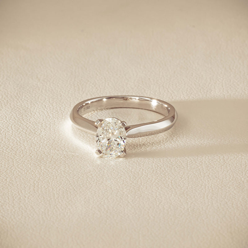 18ct White Gold 1.00ct Oval Diamond Venetian Ring - Ring - Walker & Hall