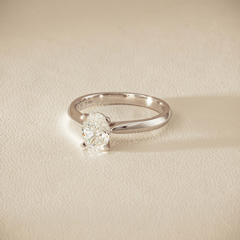 18ct White Gold 1.00ct Oval Diamond Venetian Ring - Ring - Walker & Hall